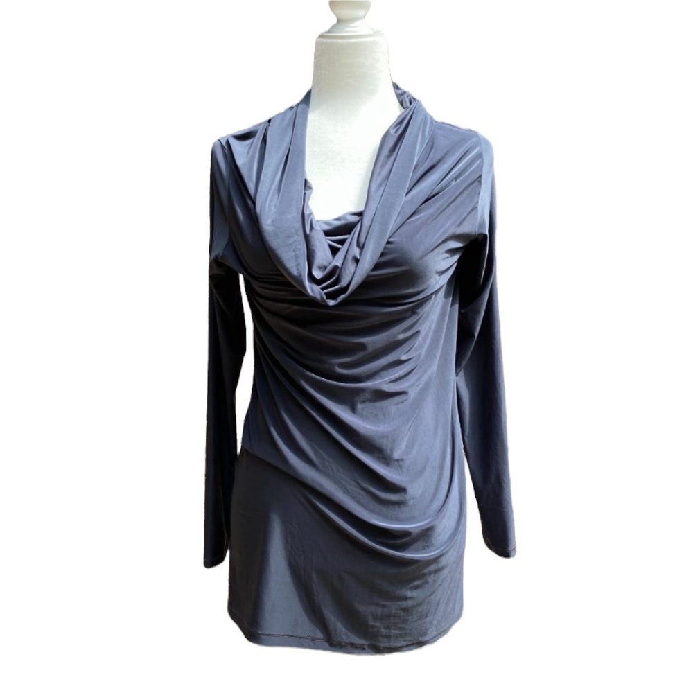VIVIANA GABEIRAS Dress Gray Long Sleeve Cowl Neck Dress